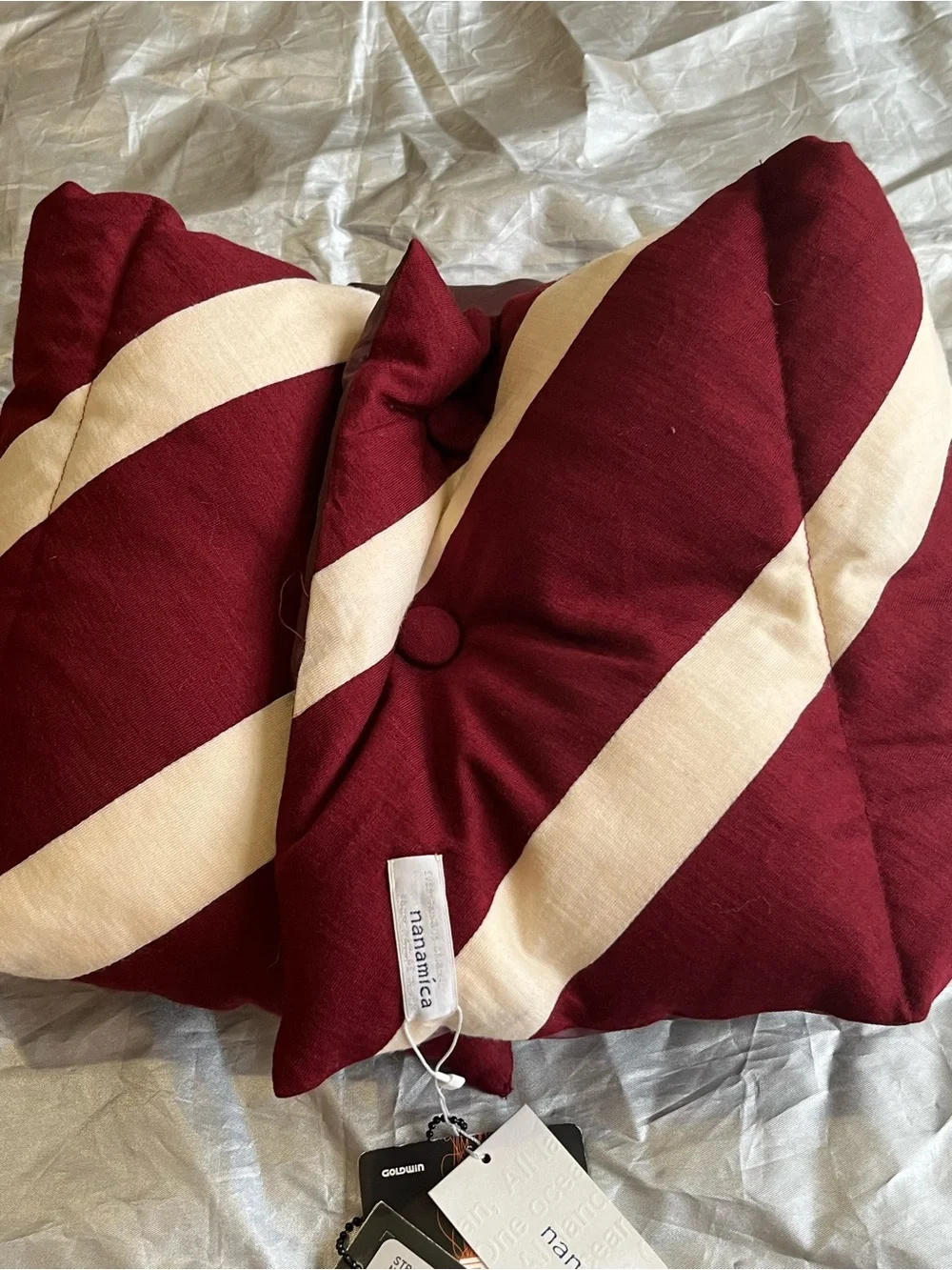 Men's Burgundy & Cream Striped Scarf – Classic Winter Accessory